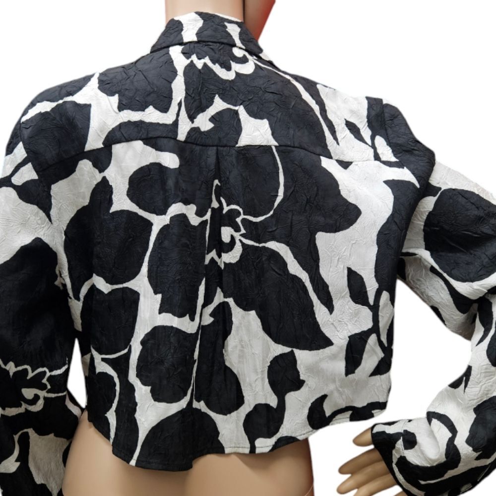 House of Harlow 1960 Geometric Print Button Down Shirt Woman's Black / White SOL - Picture 4 of 8